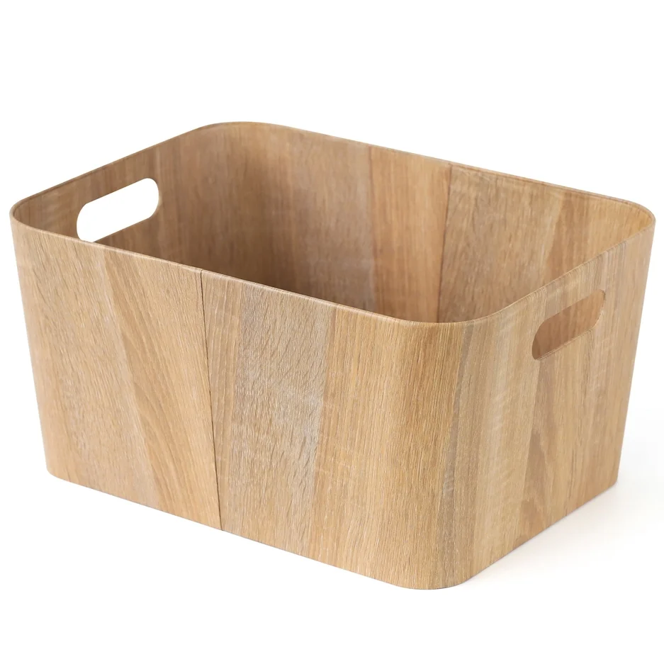 bulk 6 Woodgrain Look Storage Rectangle 30cm