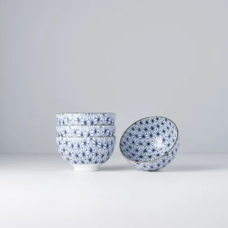 Bowl Set 4pcs Starburst Blue Design