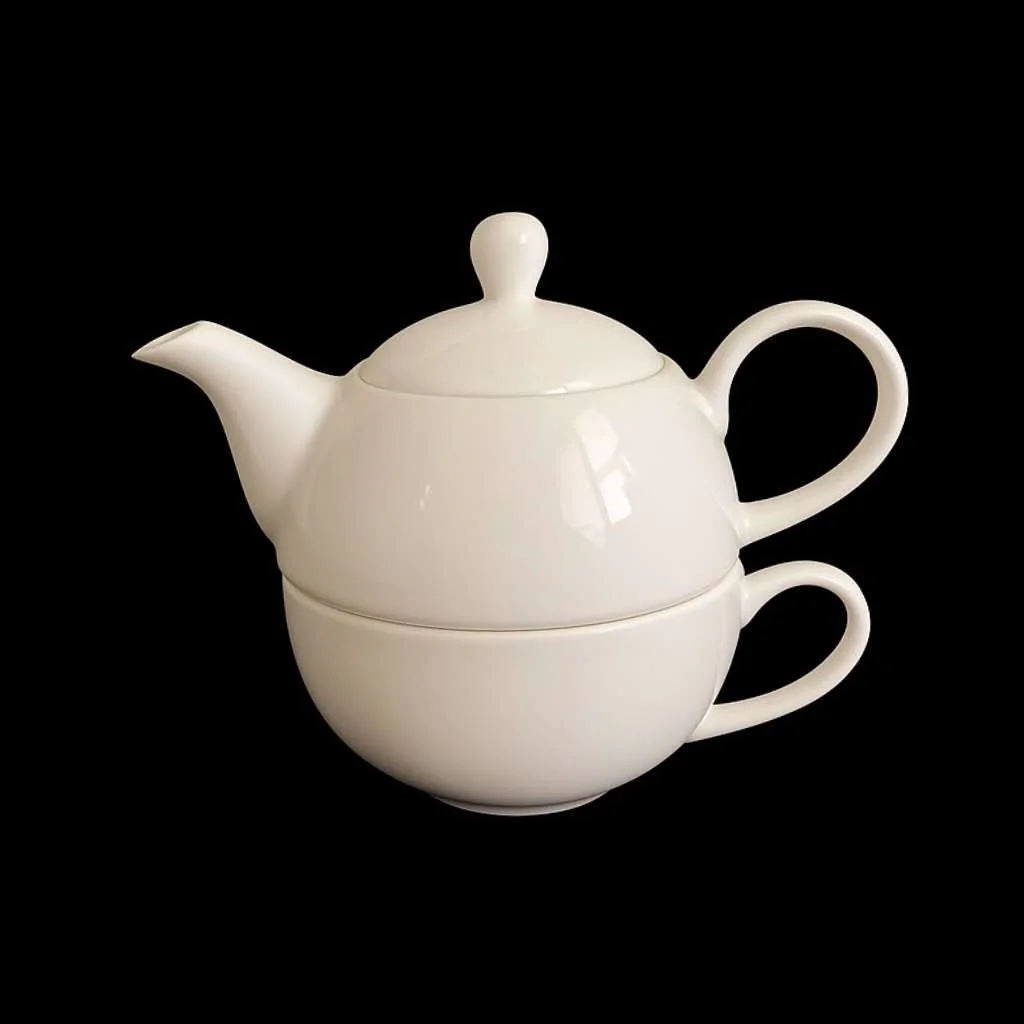 bulk 8 White Fine Bone China Teapot & Cup Set 450 & 300ml          