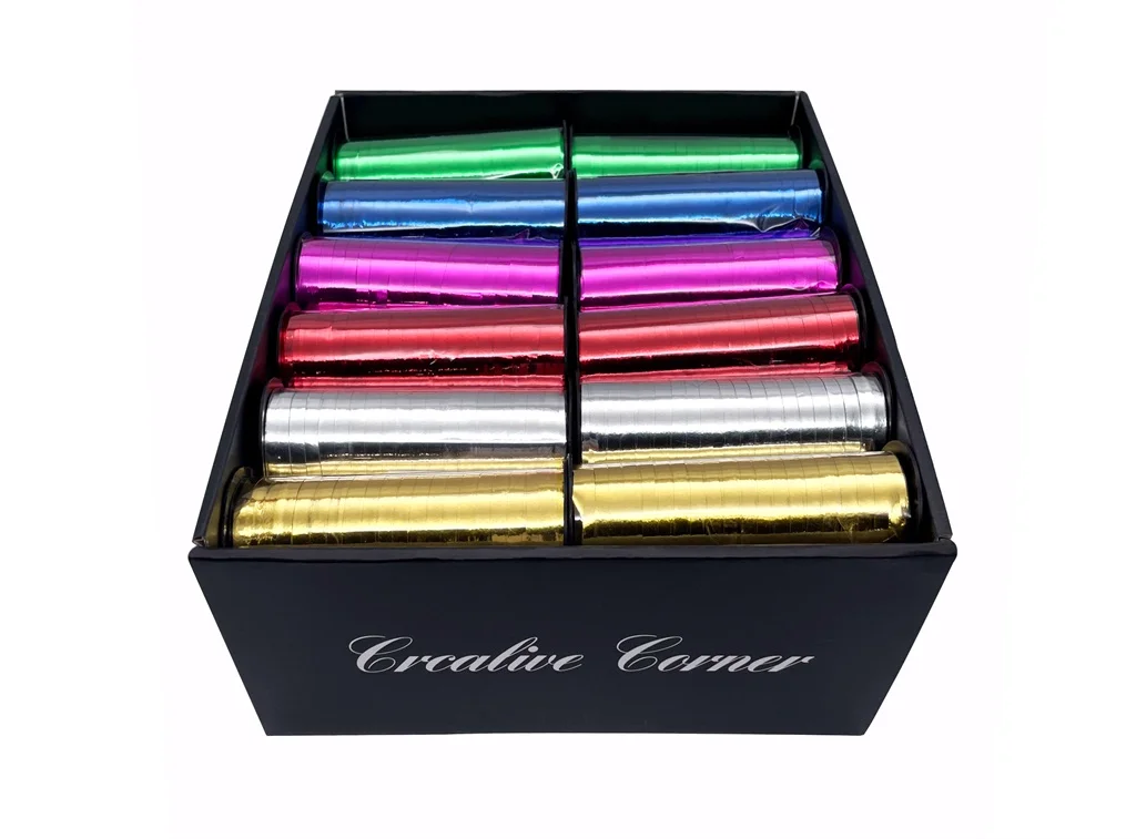 bulk 24 Metallic Curling Ribbon on Spool 5mmx70m Assort