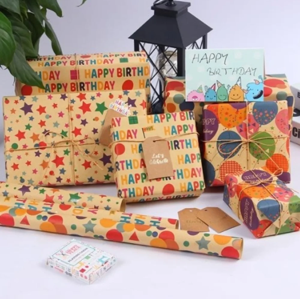 bulk 50 Kraft Everyday Designs Gift Wrap 300cm