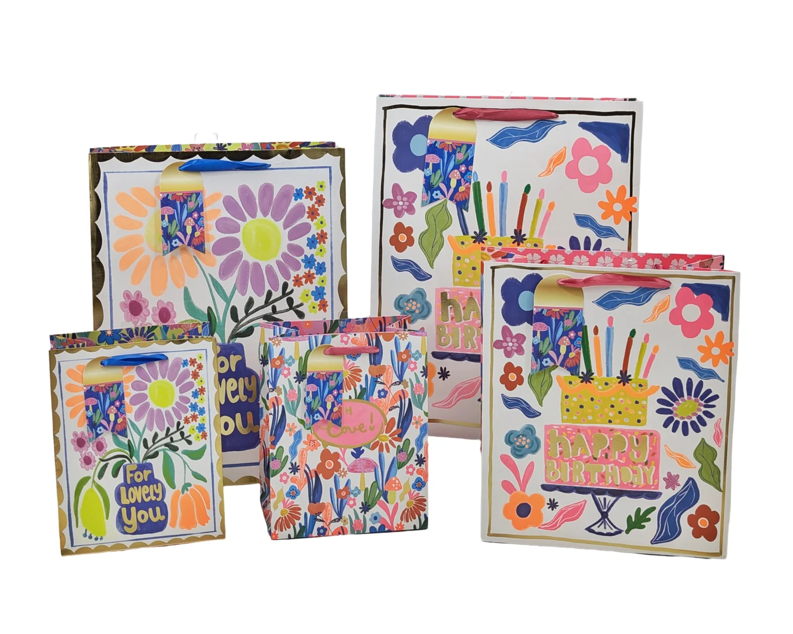 bulk 24 Medium Vigorous Flowers Gift Bag Assort 23cm