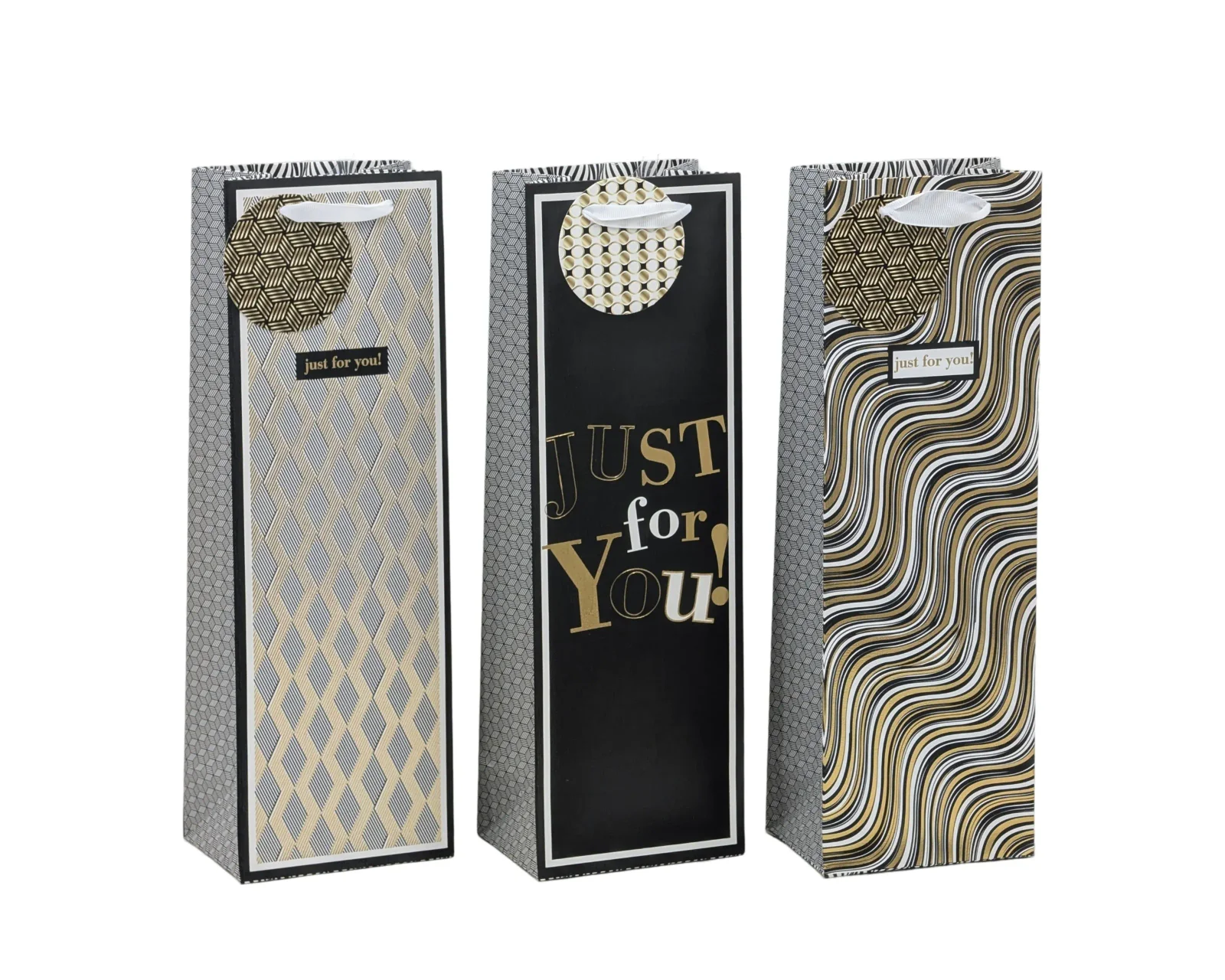 bulk 24 Bottle Gift Bag Golden Glam Assort 36cm