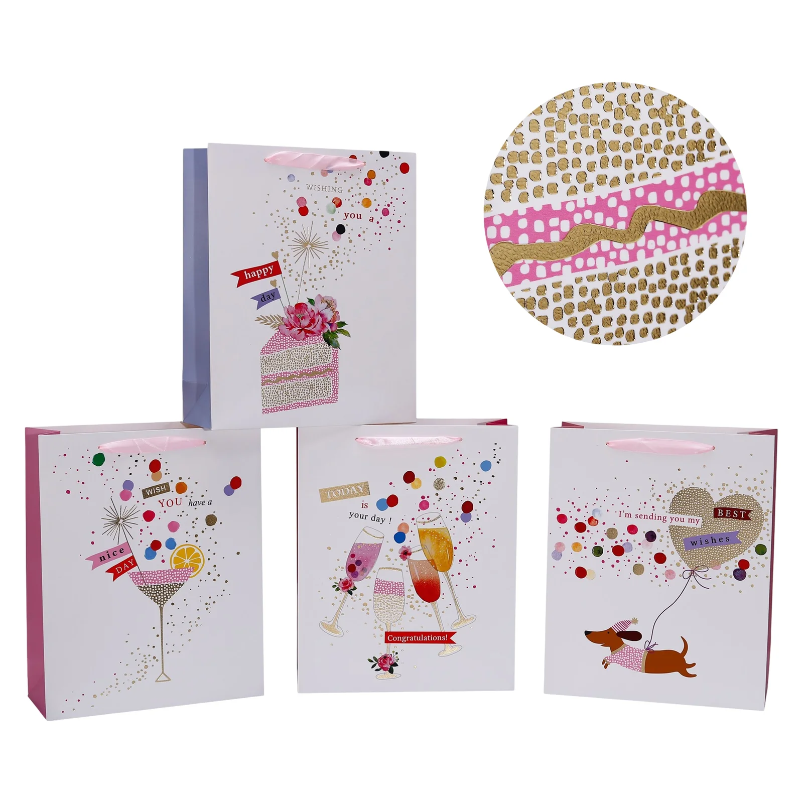 bulk 24 XLarge Festive Cheers Gift Bag Assort 30x42cm