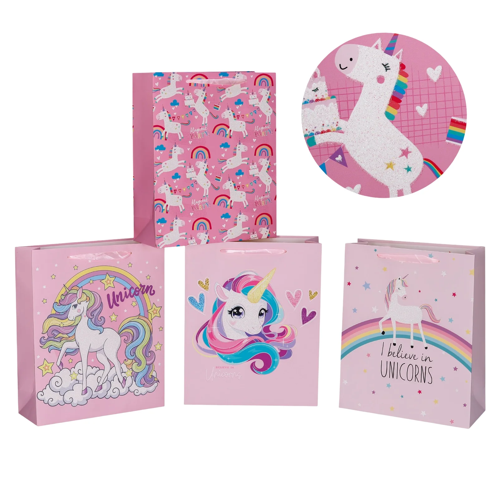bulk 24 Large Unicorn Dreams Gift Bag Assort 26x32cm