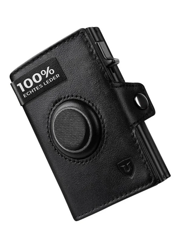 NNEOBA Mens Blocker Wallet - Genuine Leather Wallet with Coin Pocket, Black view 5