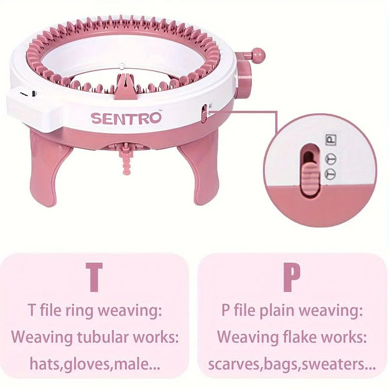 48-Needle Pink Knitting Machine Kit for DIY Crafts