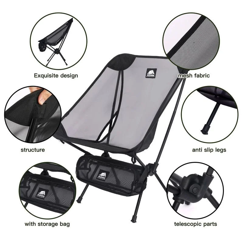 2pcs Outdoor Folding Moon Chairs Black