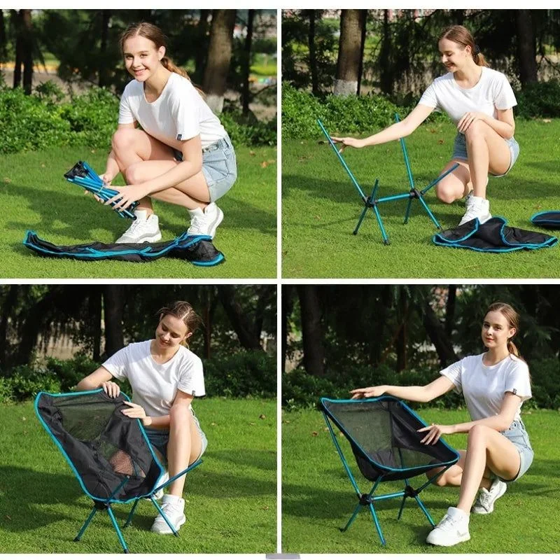 Premium Foldable Camping Chair Blue