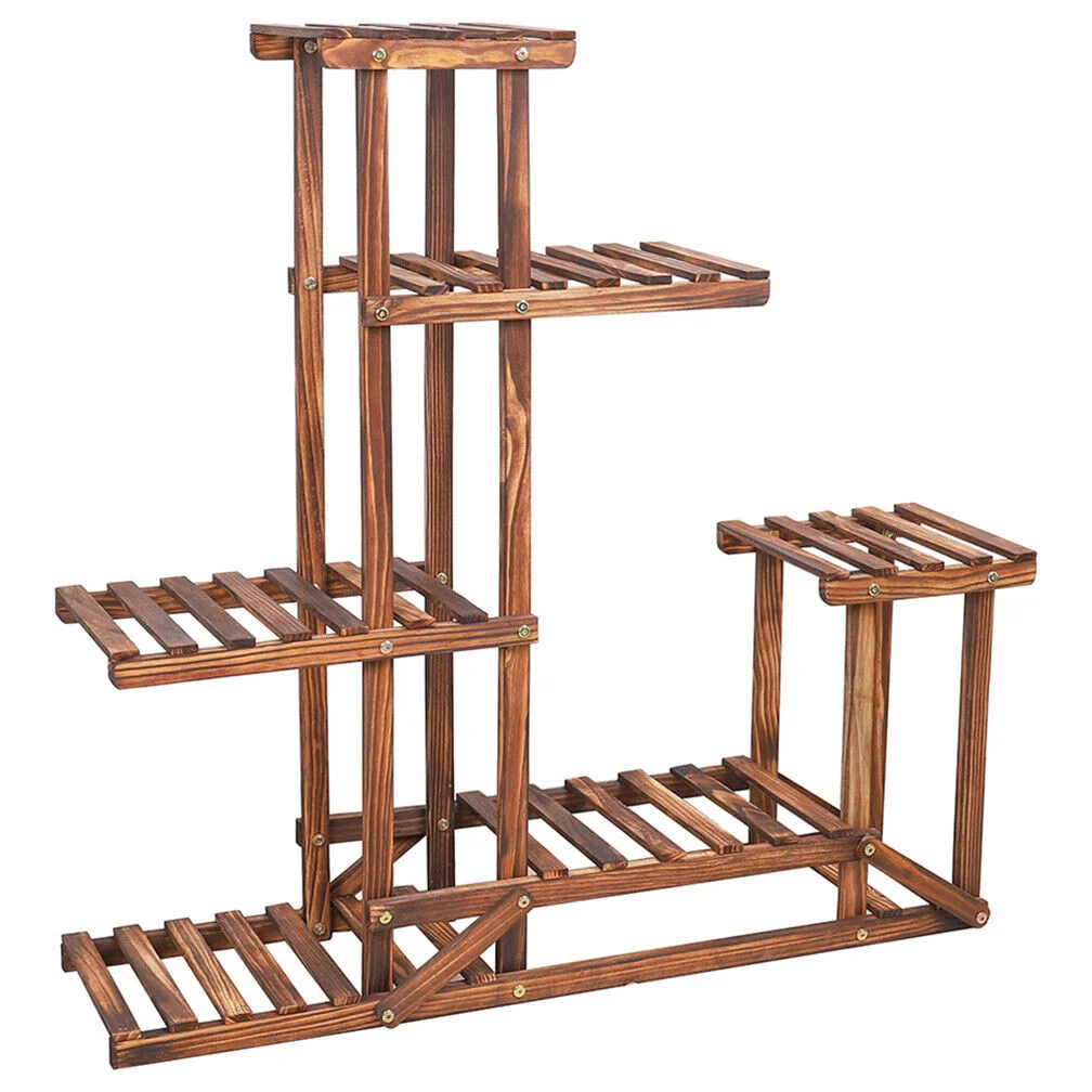 6-Tier Rustic Wooden Step Plant Stand