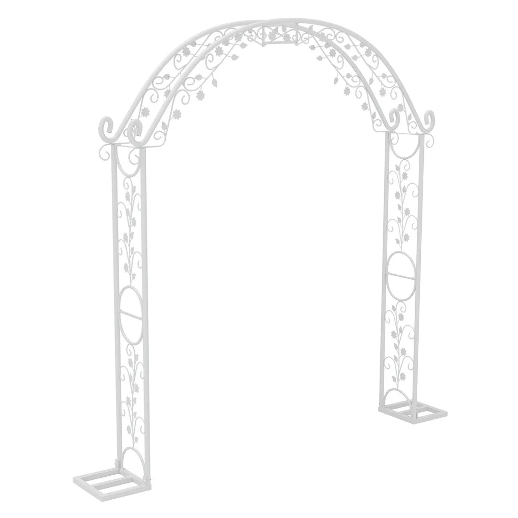 Fin Xl Decorative Double Rails Iron Arbor Garden Archway Trellis Metal Wedding Arch