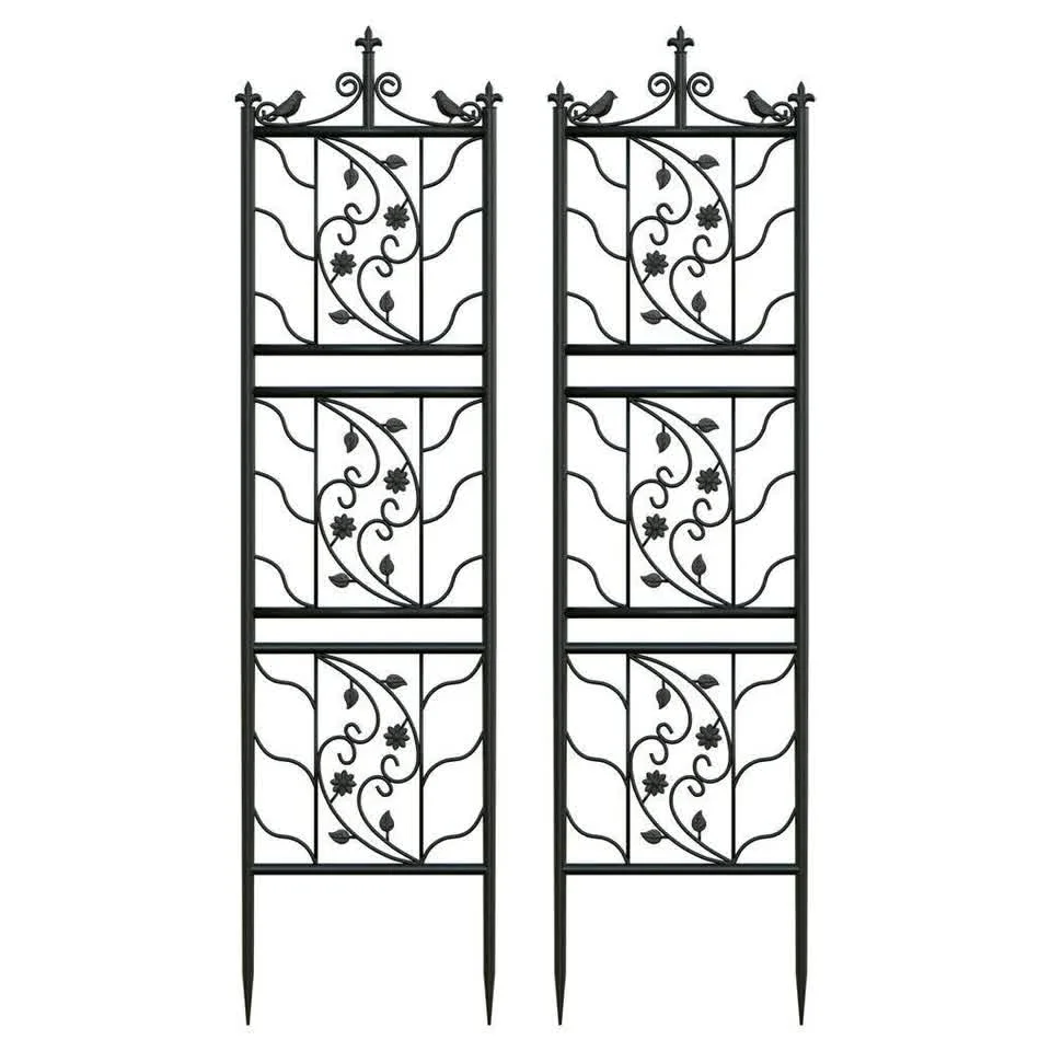 2pcs Metal Garden Trellis Fence for Climbing Plants and Rose Support
