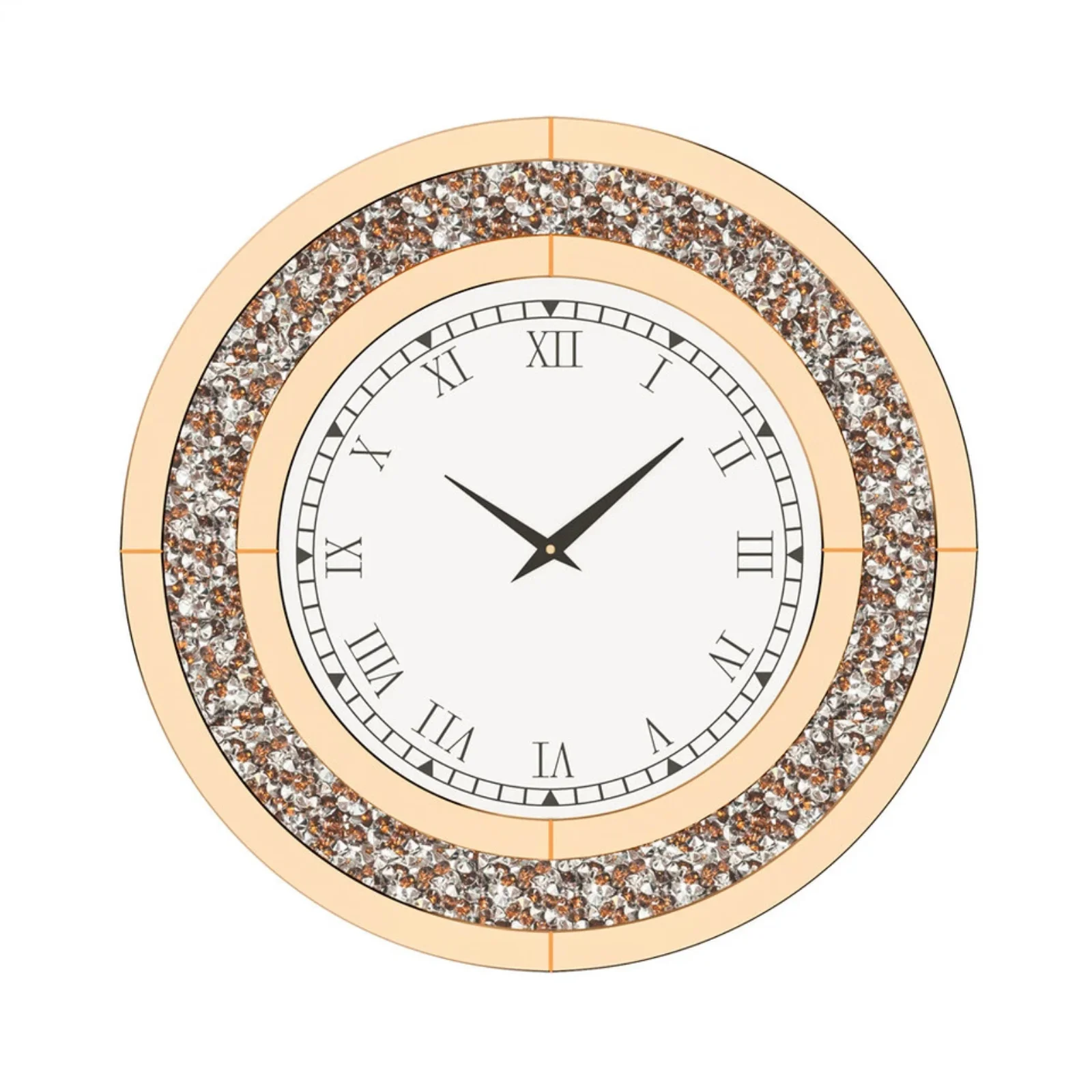 P&P Brown Crushed Diamond Oversized Wall Clock Elegant Accent 80x80cm