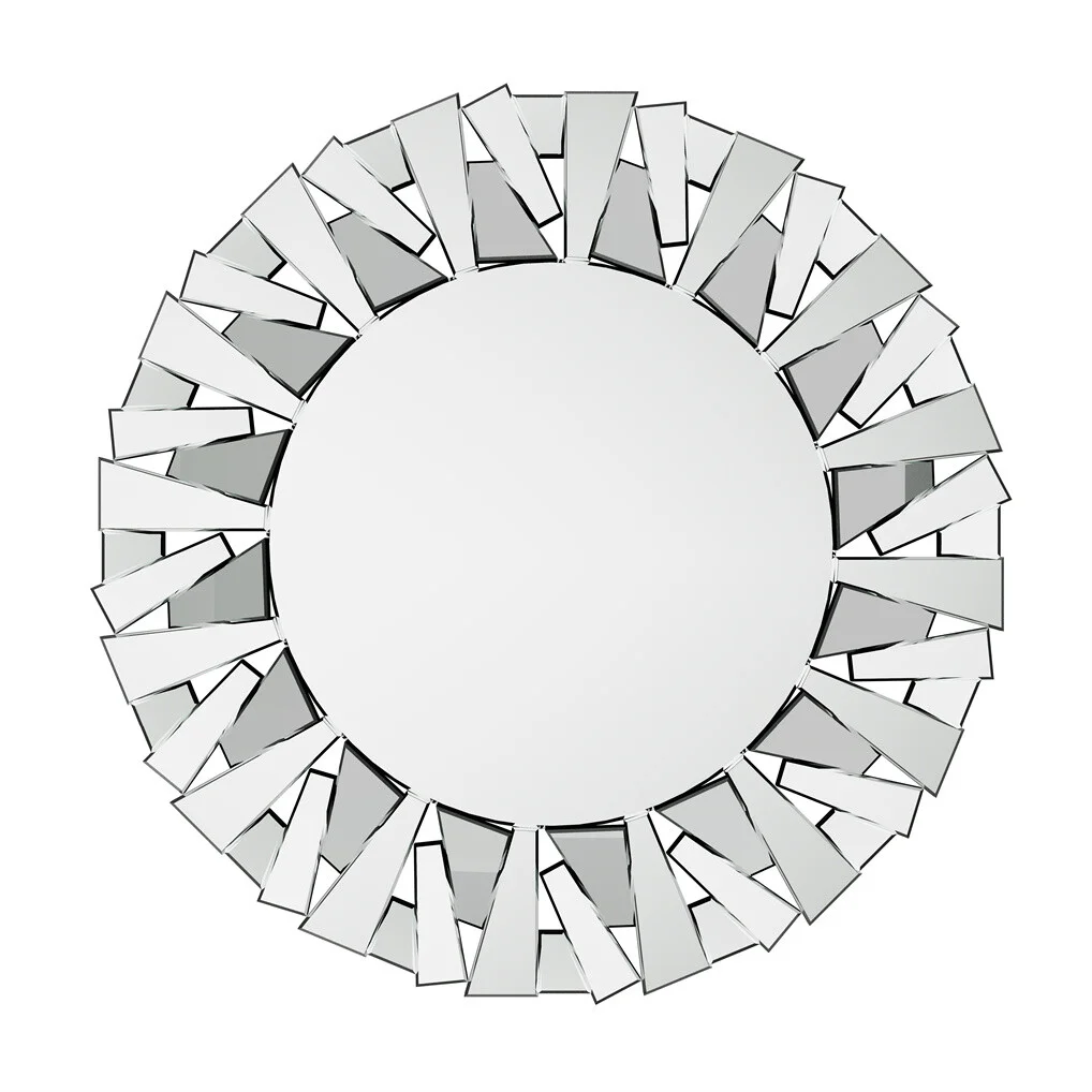 Silver Sunburst Round Wall Mirror