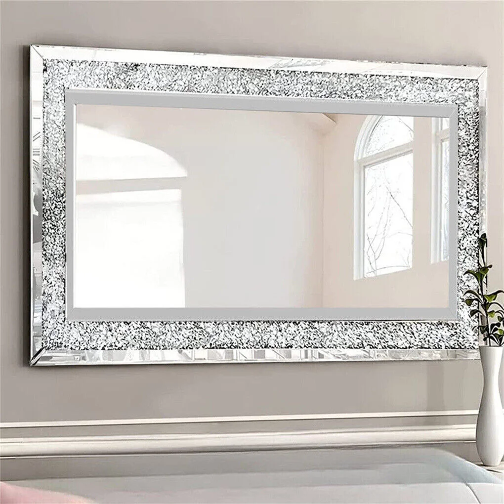 Xxxl Large Gorgeous Diamond Wall Mirror Crushed Crystal Long Full Length Mirror