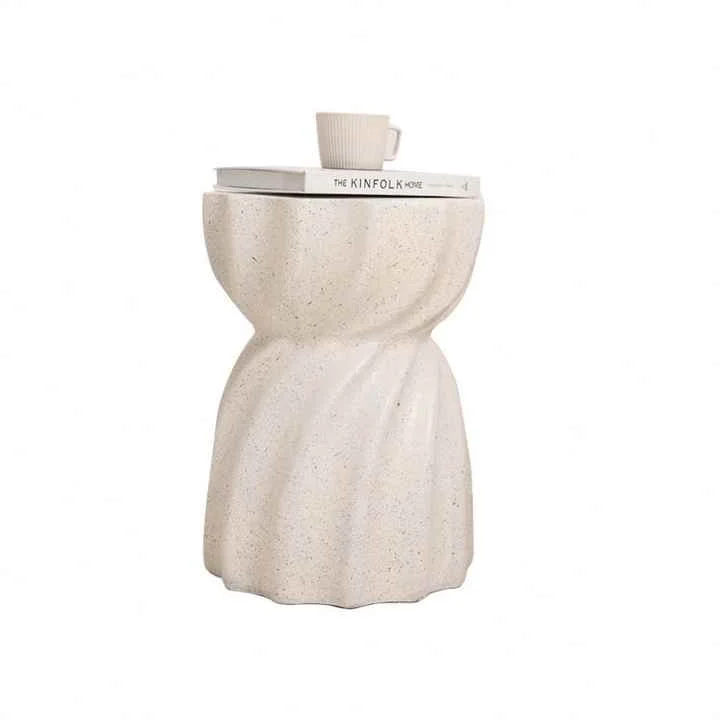 Modern Hourglass Concrete Accent End Table Outdoor Patio Table Garden Furniture