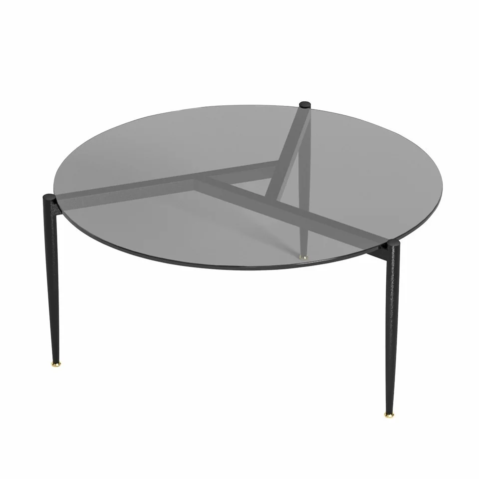 Chic Round Glass Coffee Table with Metal Legs