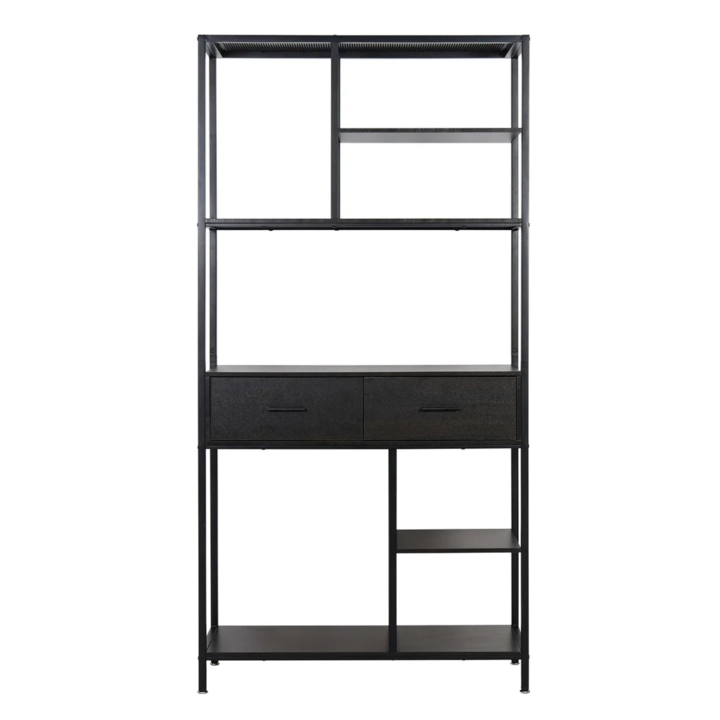 180Cm Tall Bookshelf With Drawers Industrial Bookcase W/ 6 Tiers Storage Shelves