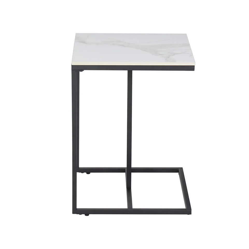 C-Shaped Marble Accent Side Table