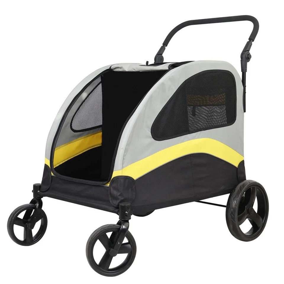 Two Dogs Stroller Divider Pet Travel Stroller Carrier One-key Folding Outdoor