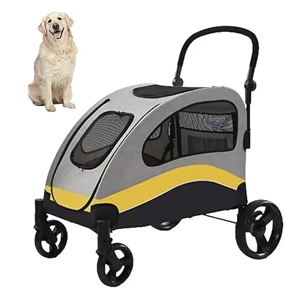Extra Large Dog Stroller Foldable Pet Pushchair with Doors