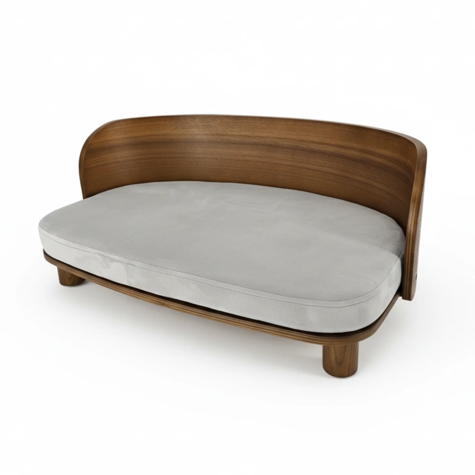 P&P Wood & Grey Small Elevated Cat Bed With Cushion, Solid Frame And Quick Assembly