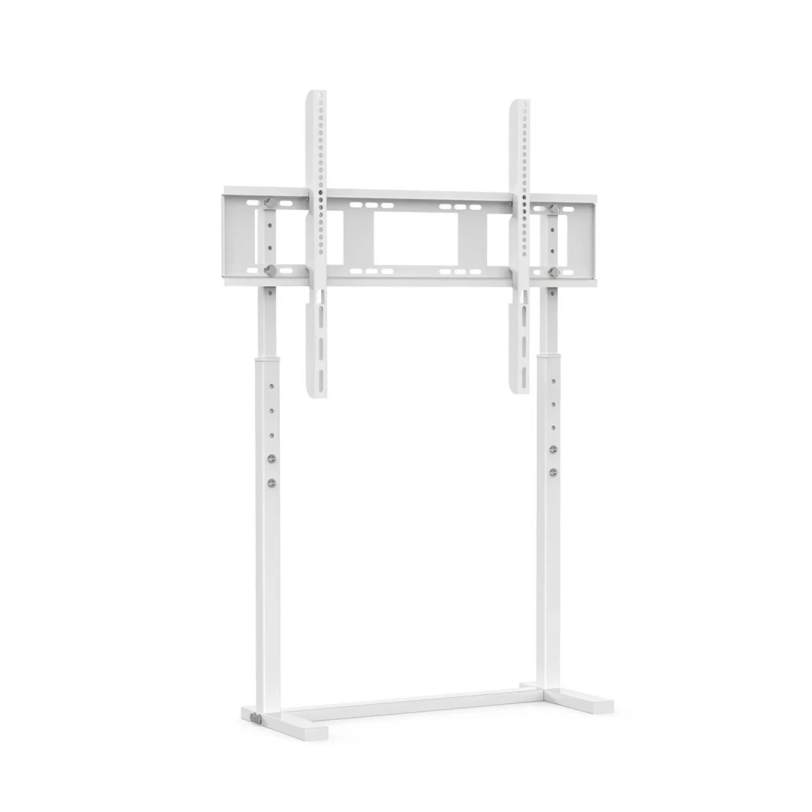 White Adjustable Free Standing TV Stand with Cable Management for TVs Size 32-100inch