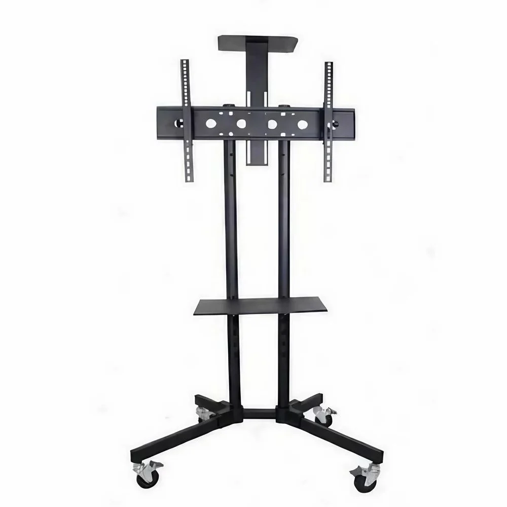 32-72" Rolling Tv Stand Mount W Dvd Storage Top Shelf Tv Bracket Trolley Casters