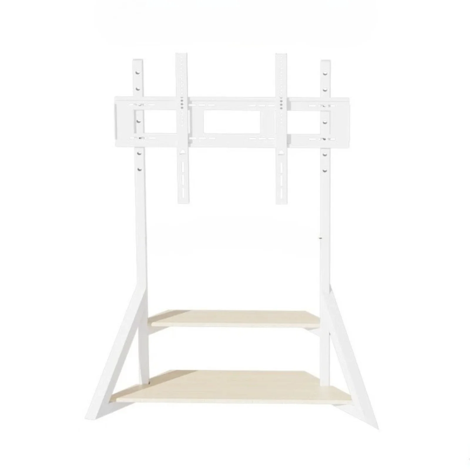 White Heavy Duty TV Floor Stand with 2-Tier Shelves for 65-100 Inch Large Screens