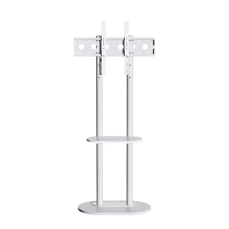 40-75" Heavy Duty Floor Tv Stand W/ Marble Shelf Adjustable Height Mount Bracket