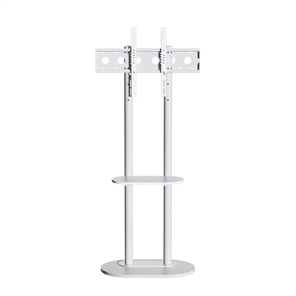 Minimalist Marble Textured Floor Tv Stand 32"-75" Strong Steel Tv Bracket Stable