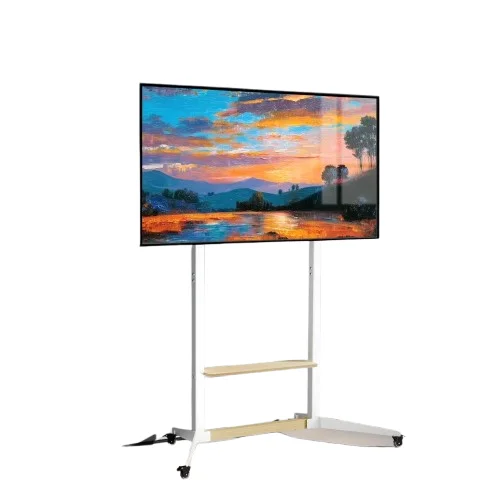 Height Adjustable Steel TV Stand on Wheels - Heavy Duty Mobile Floor Mount Cart for 40�100 Inch TVs, 100kg Capacity