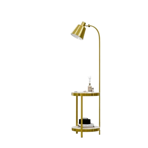Creative Lamp End Table with Gold Shade - Modern Floor Lamp Accent Furniture & Dï¿½cor Lighting for Living Room (AU Plug)