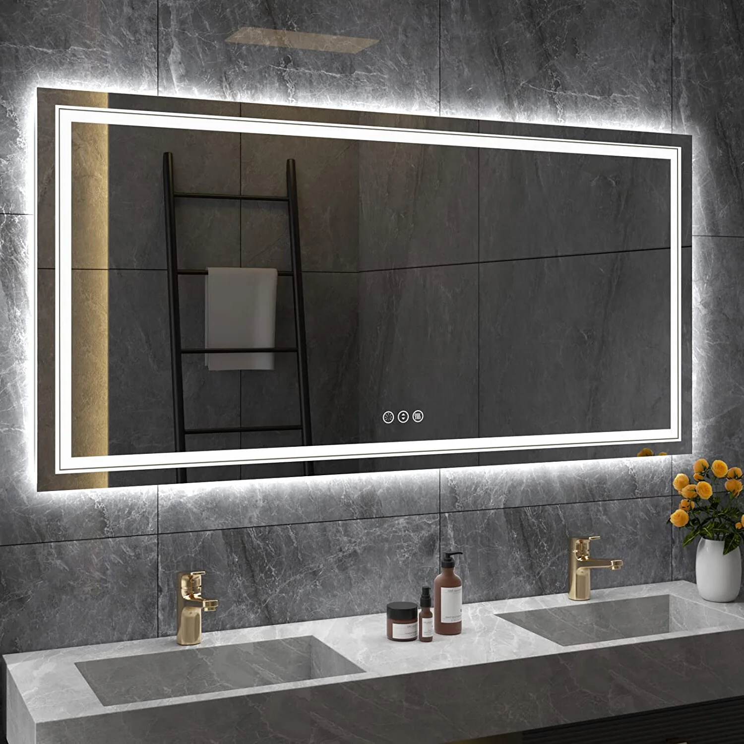 Fin 1200X800Mm Led Front Backlit Bathroom Mirror Fogless Anti-Aging Premium Hd Glass