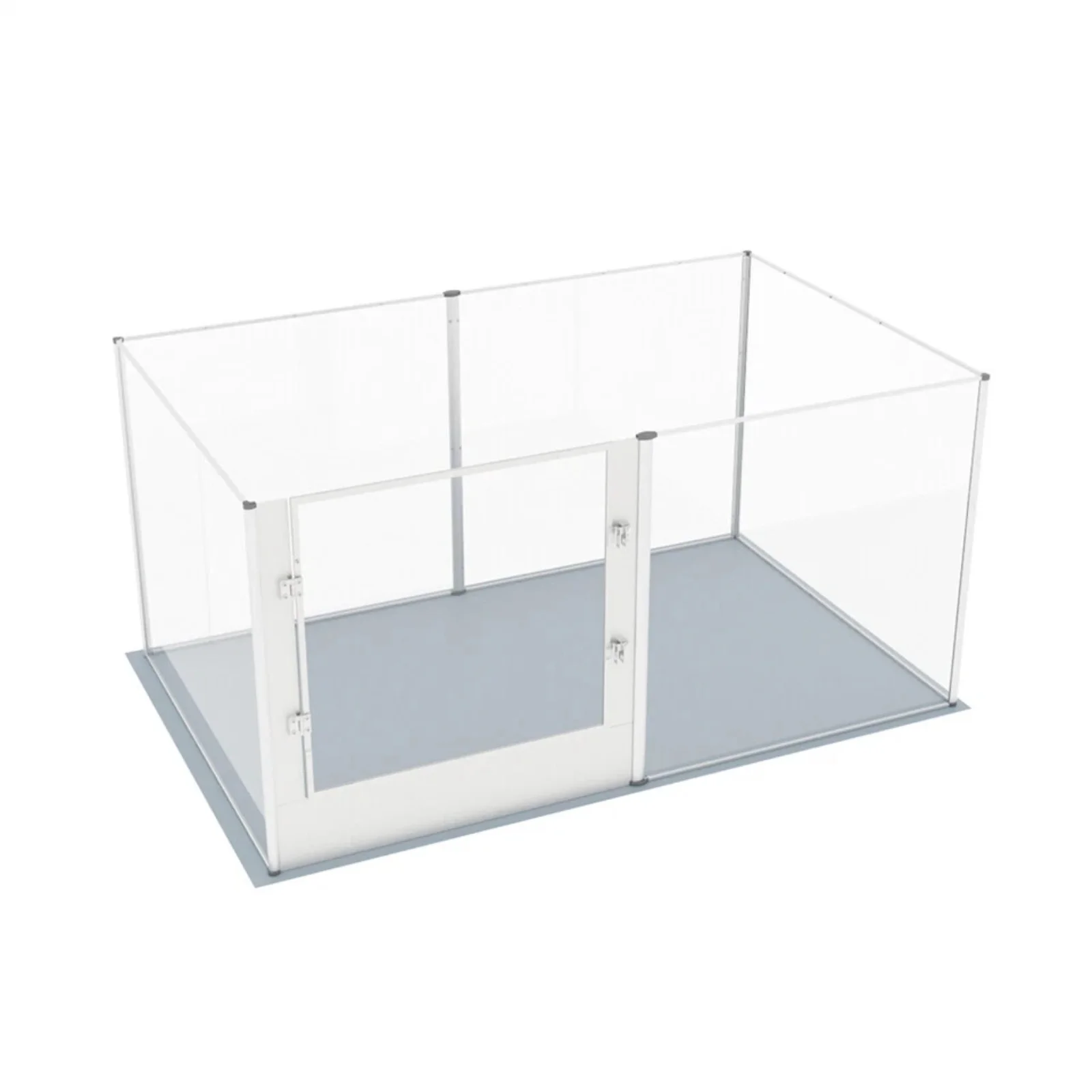 Silver Transparent Acrylic 6 Panel Dog Playpen Indoor Fence Whelping Box with Lock Door