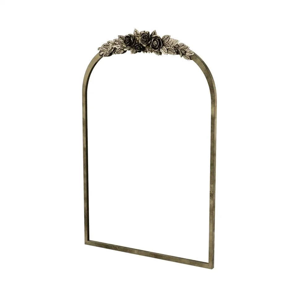 Antique Baroque Arched Wall Mirror Rose Edge Decorative Mirror Fireplace Entryway