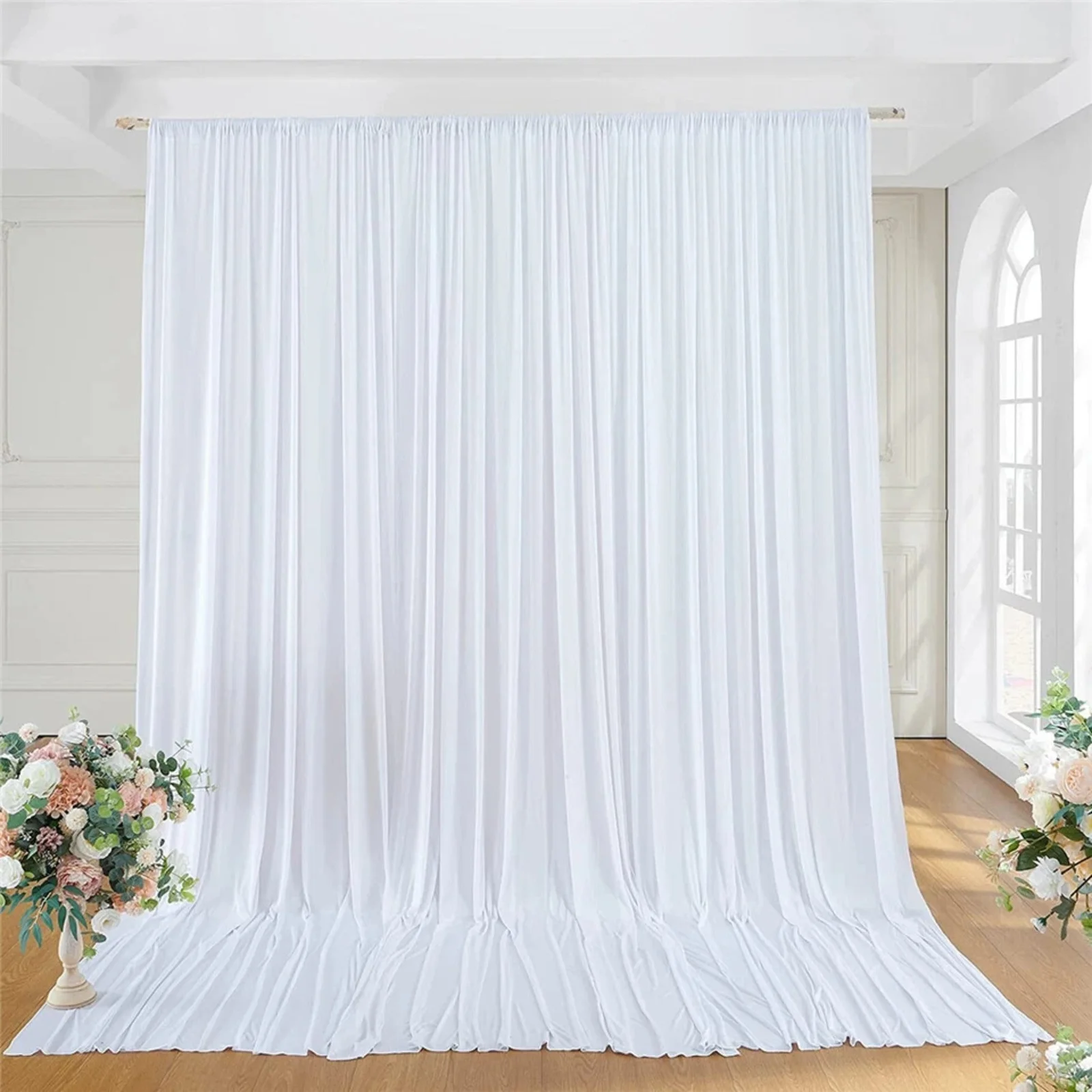 Large 3×3 m White Wedding Backdrop Curtains for Baby Shower and Birthday Decor