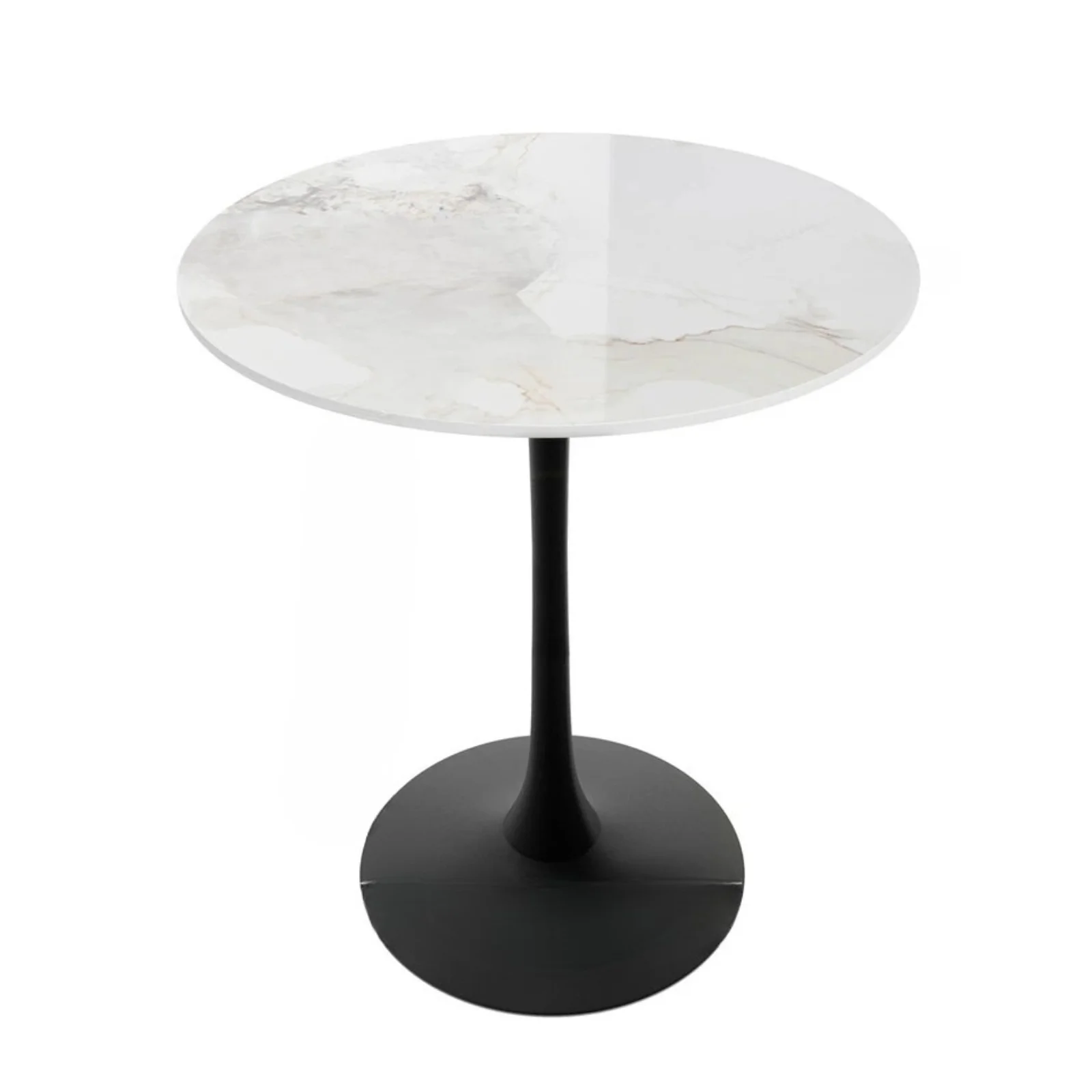 P&P Glossy Jade Round Sintered Stone Bar Table With Black Base For Stylish Interiors