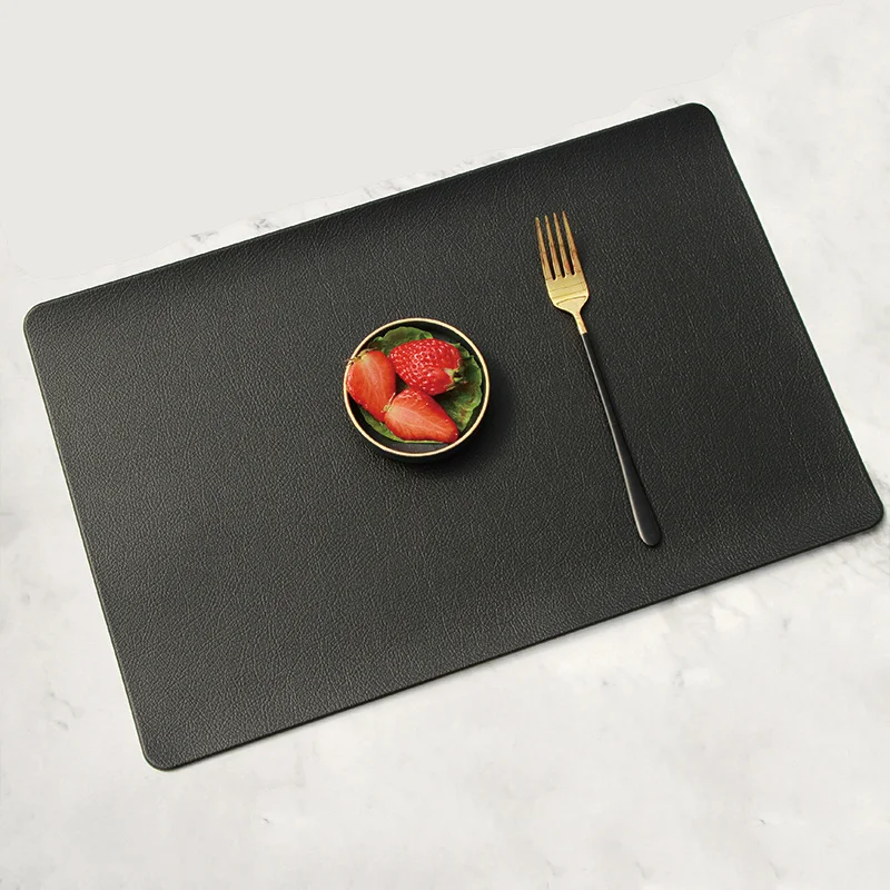 5 PCS Black Nordic Style Leather Placemat - Anti-Slip, Heat-Resistant Table Mat 30cm x 45cm