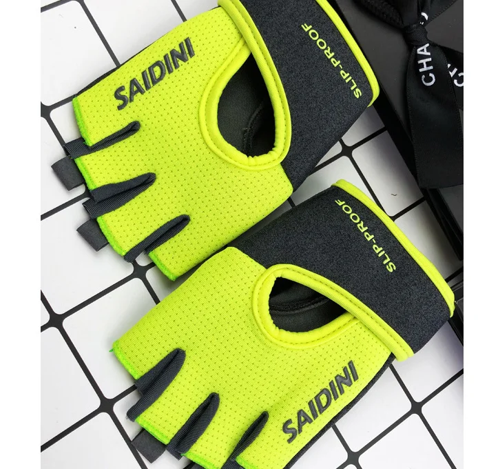 M Chartreuse 2-PCS Women's Half-Finger Fitness Gloves - Anti-Slip Breathable Gloves for Yoga, Spin Bike, and Weight Training