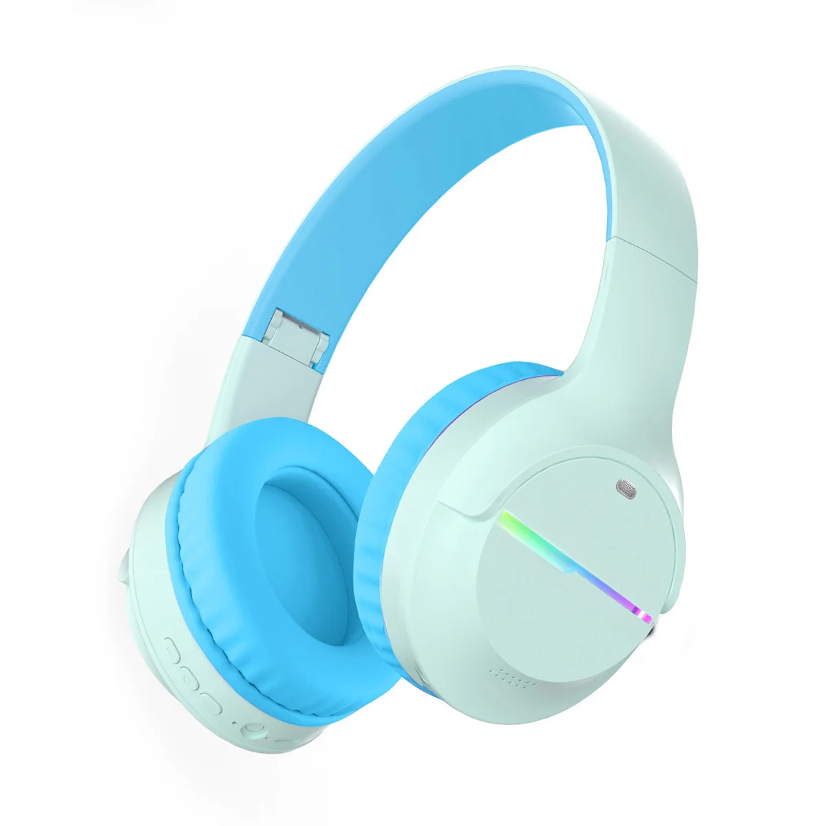 Blue Wireless Gaming Headphones with Lights - Foldable Design, 40mm Drivers, Comfortable