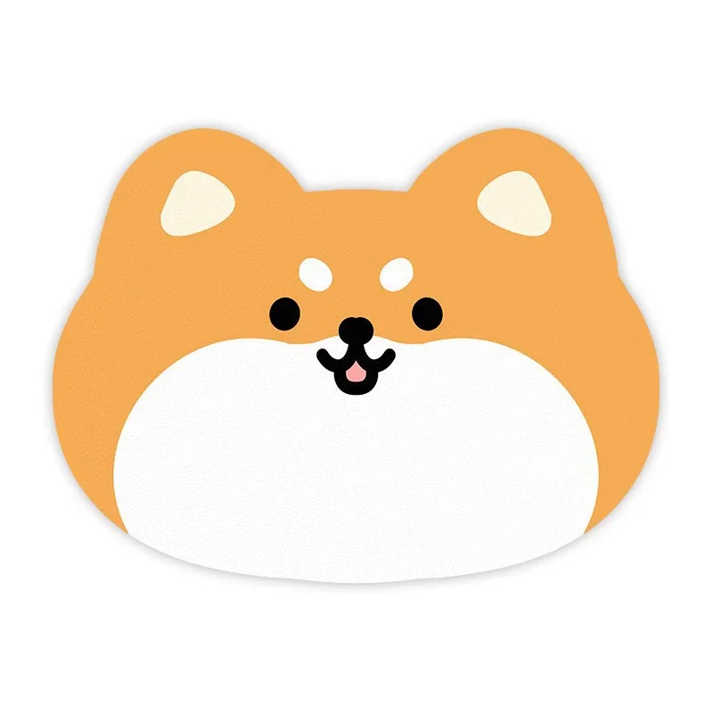 2 Pcs Style 9 Yellow Puppy pattern Cartoon Pet Feeding Mat for Cats & Dogs - Absorbent Diatom Mud Splash-Proof Mat, Easy to Clean