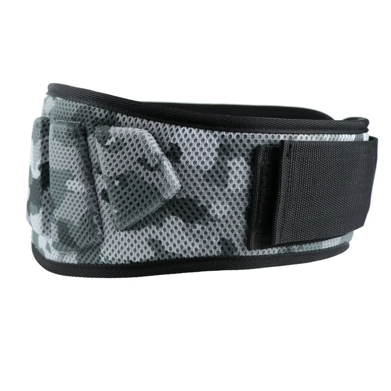 Size L Grey Camouflage Camo Weightlifting Belt - EVA Nylon Gym Belt for Squats, Deadlifts & Lumbar Support