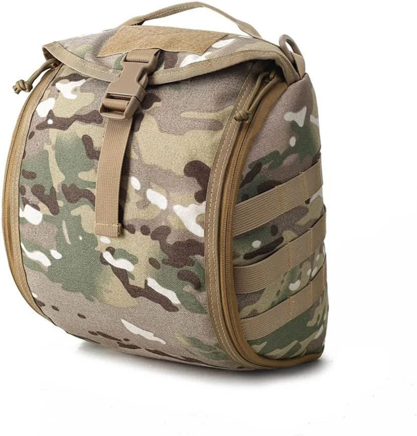 Camouflage Brown Tactical Helmet Bag & Utility Pouch - Padded MOLLE Gear Storage Carrier 
