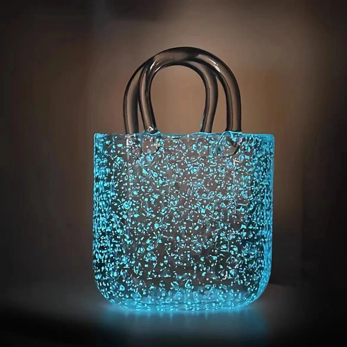 Small Tote Bubble Bag Luminous INS-Style Glass Vase Modern Minimalist Hydroponic Flower Holder Creative Desktop Decorative Floral Arrangement
