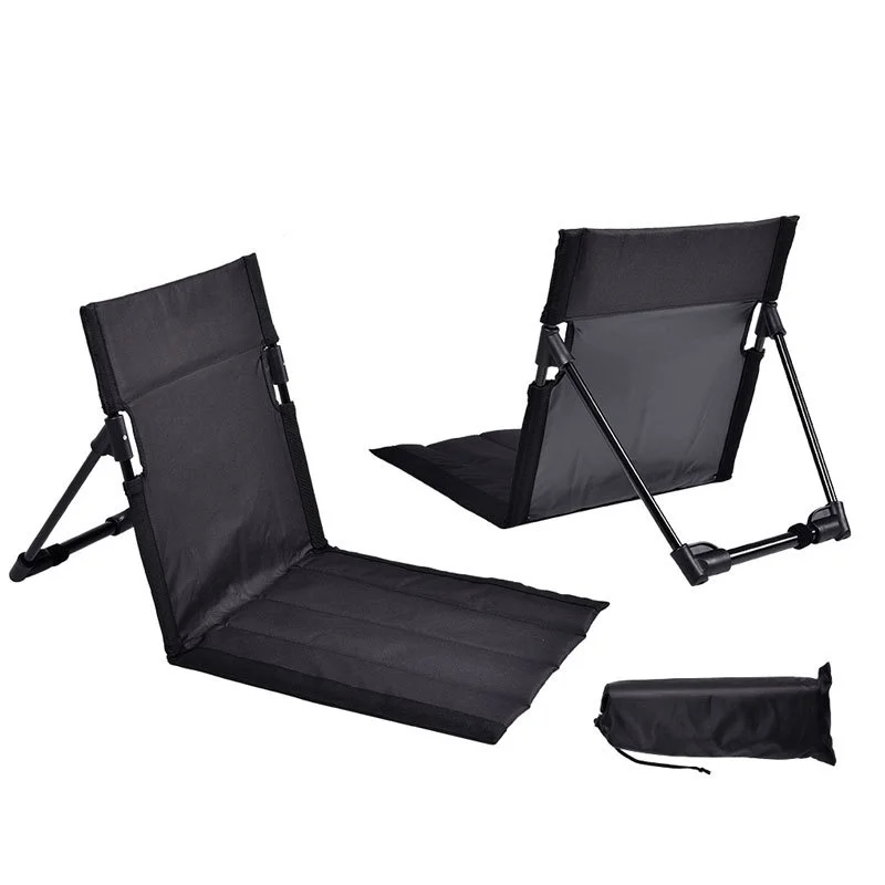 Portable Folding Beach Chair - Reclining Outdoor Seat 68x39.5x40.5cm with Carry Bag in black