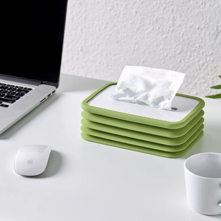 2-pcs Green Silicone Tissue Box Holder - Automatic Self-Lowering Dispenser
