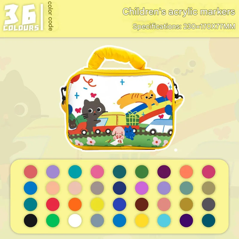 36 colors Kids Double-Layer Marker Set with Carry Case - Portable Art Supply Organizer Bag
