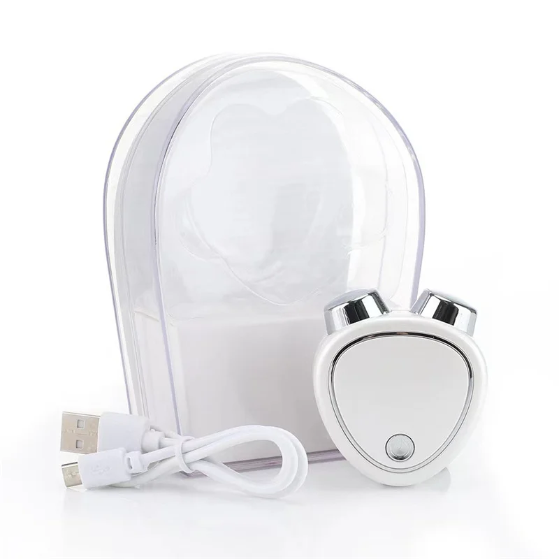 White Microcurrent Face Lifting Massager - Sonic Vibration, V-Shape Sculpting