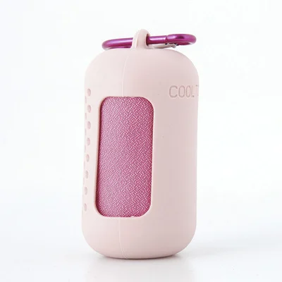 Pink Quick Dry Cooling Towel Set (2 Pack) - Microfiber Sport Towels with Silicone Cases & Carabiners